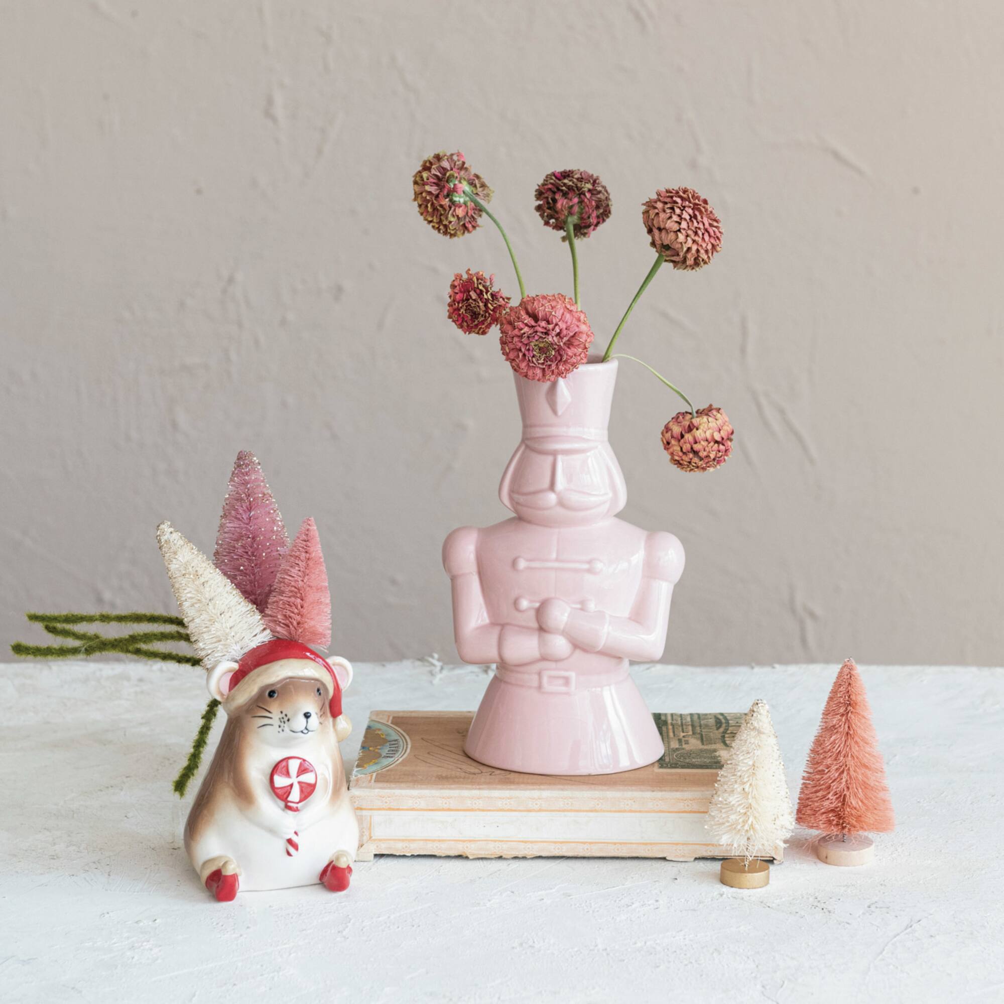 Hello Honey® 8" Pink Decorative Ceramic Soldier Vase
